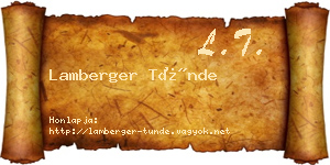 Lamberger Tünde névjegykártya